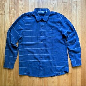 Travis Mathew Men’s Long Sleeve Cloud Flannel Shirt XL Blue White Plaid